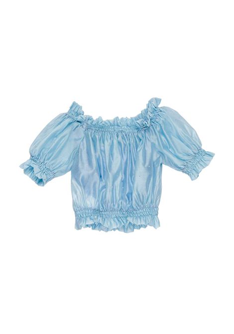 Camicia con strass Lù-Lù BY MISS GRANT | LL4328AZZURRO